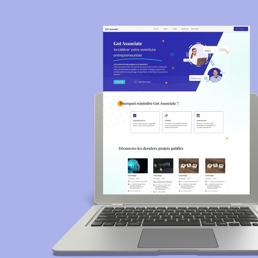 Maquette desktop Figma pour un site de mise en relation entre professionnels du design d’intérieur