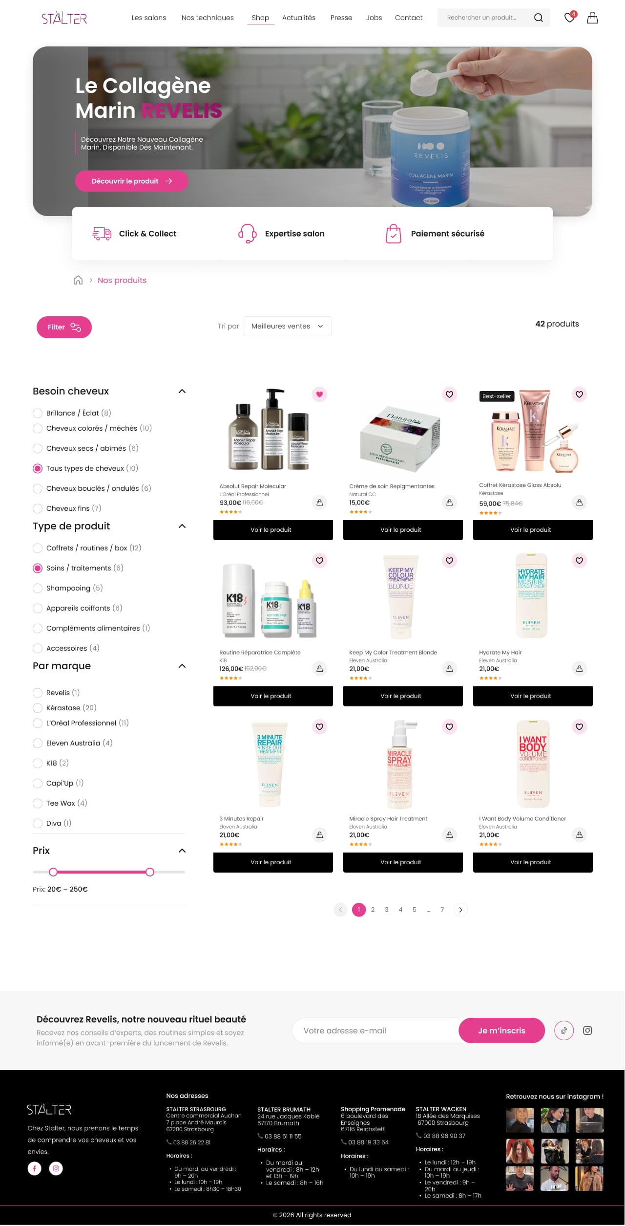 Maquette UX UI optimisée du e-shop Stalter Coiffure