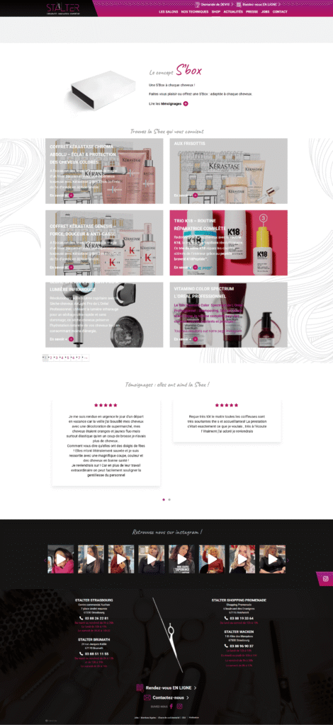Version avant refonte UX du e-shop Stalter Coiffure
