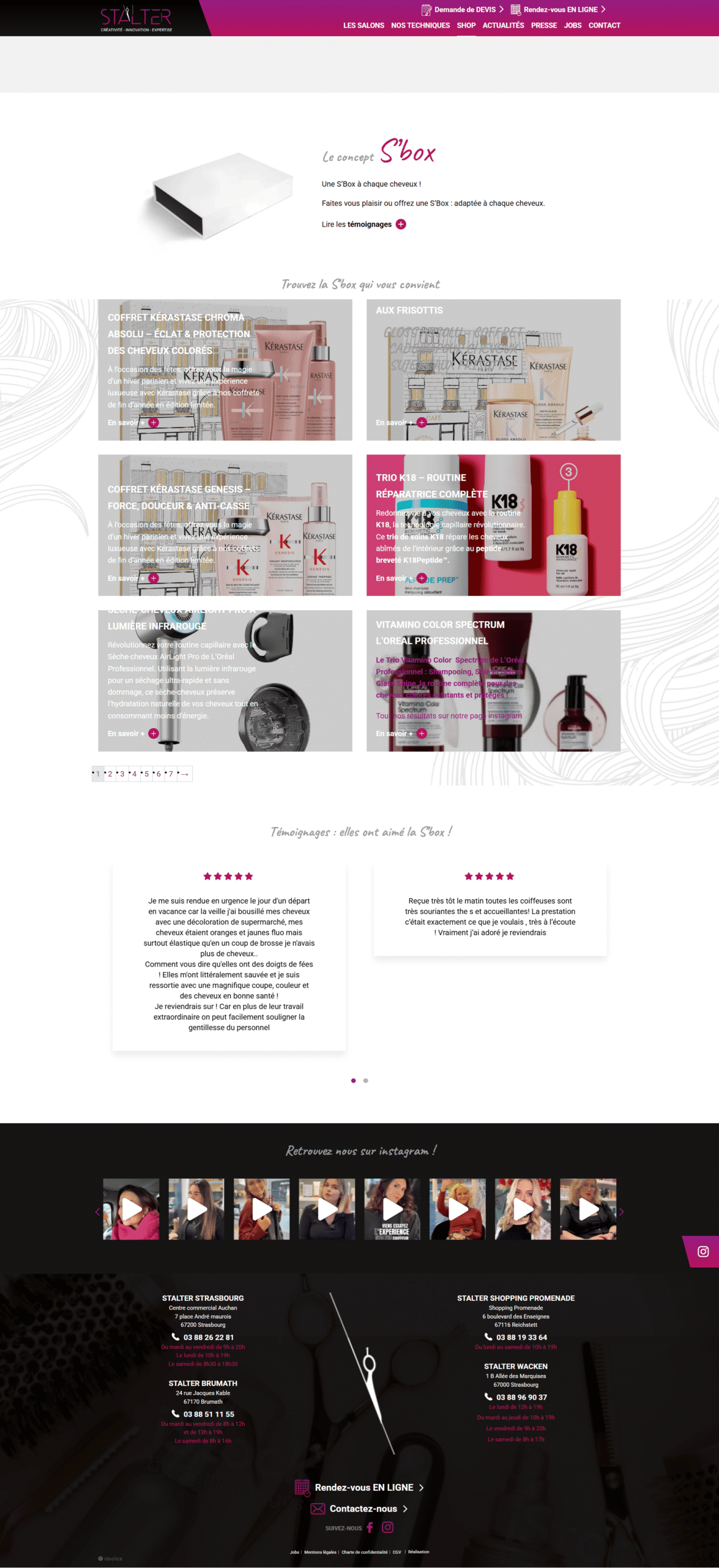 Version avant refonte UX du e-shop Stalter Coiffure